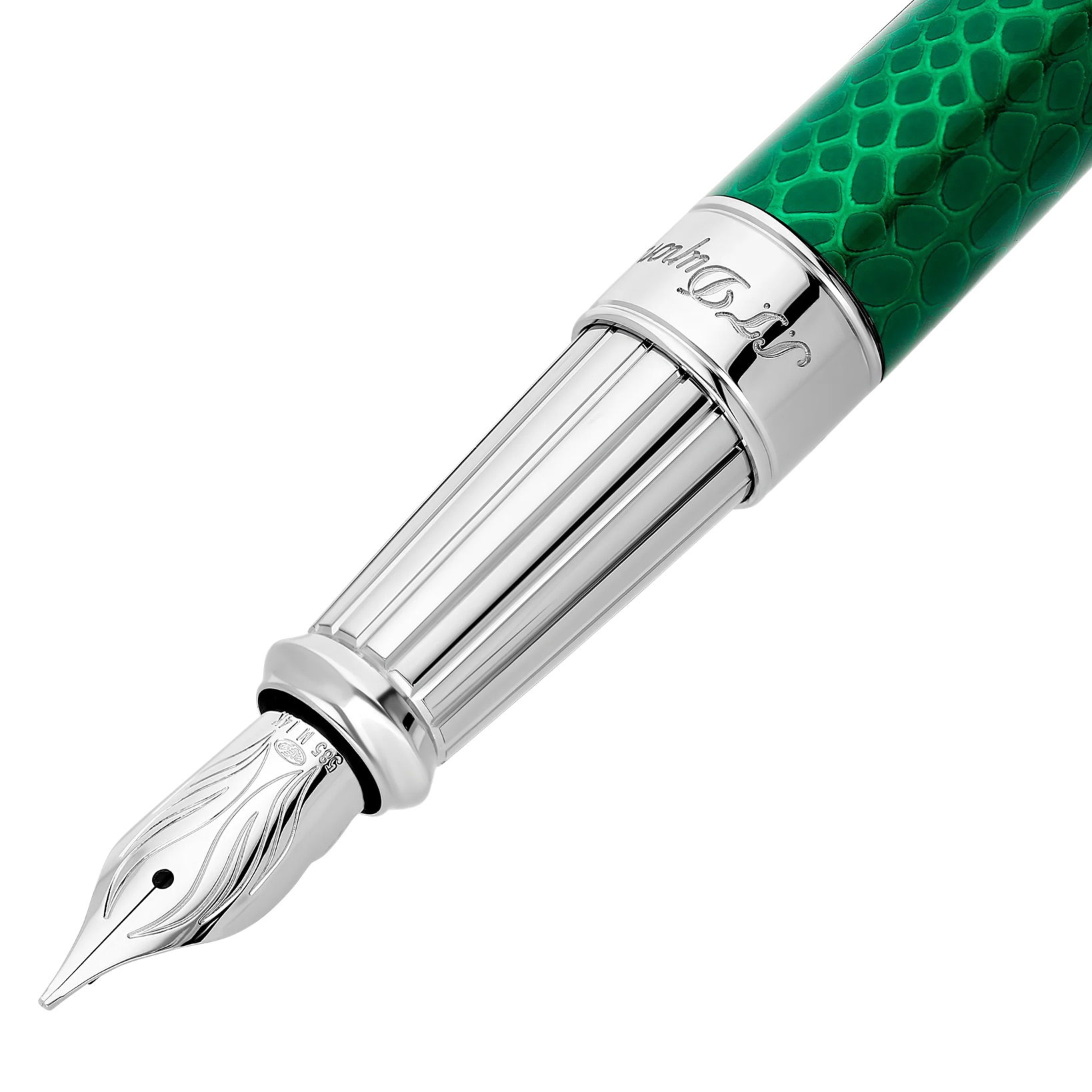 S.T. Dupont 万年筆 シルバー/グリーン S.T. Dupont Line D Eternity Snake Skin Green Large Fountain pen